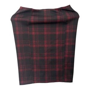 Liverpool Pencil Skirt Red Black‎ "Bia" Plaid High Rise Knit Rear Vent Size 2P